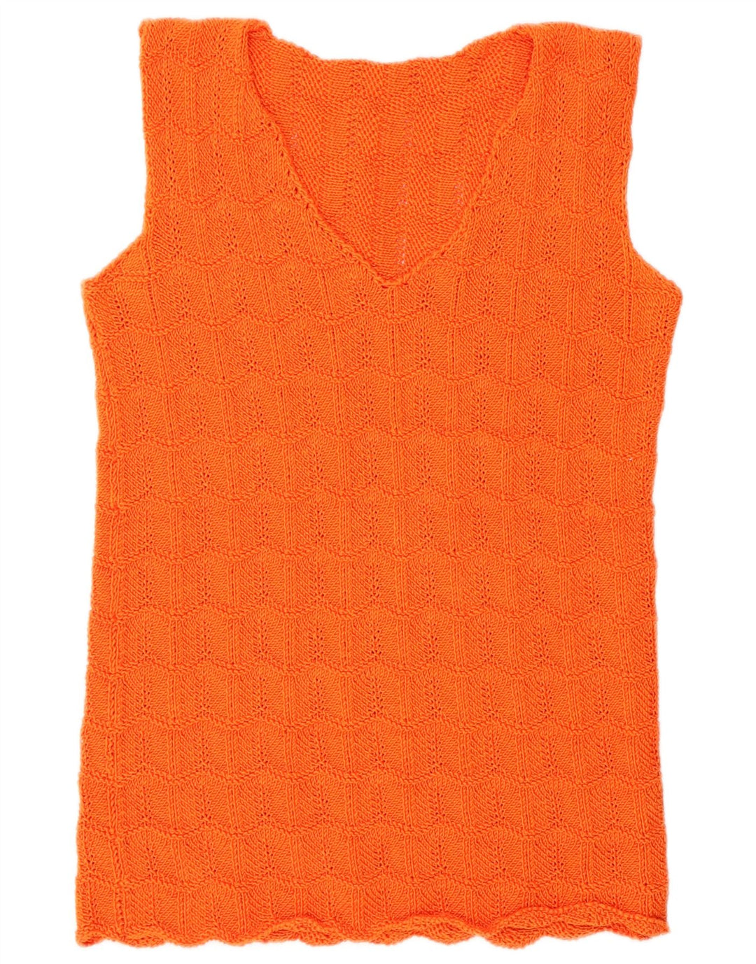 Vintage Dame Vest Tank Top UK 14 Medium Orange