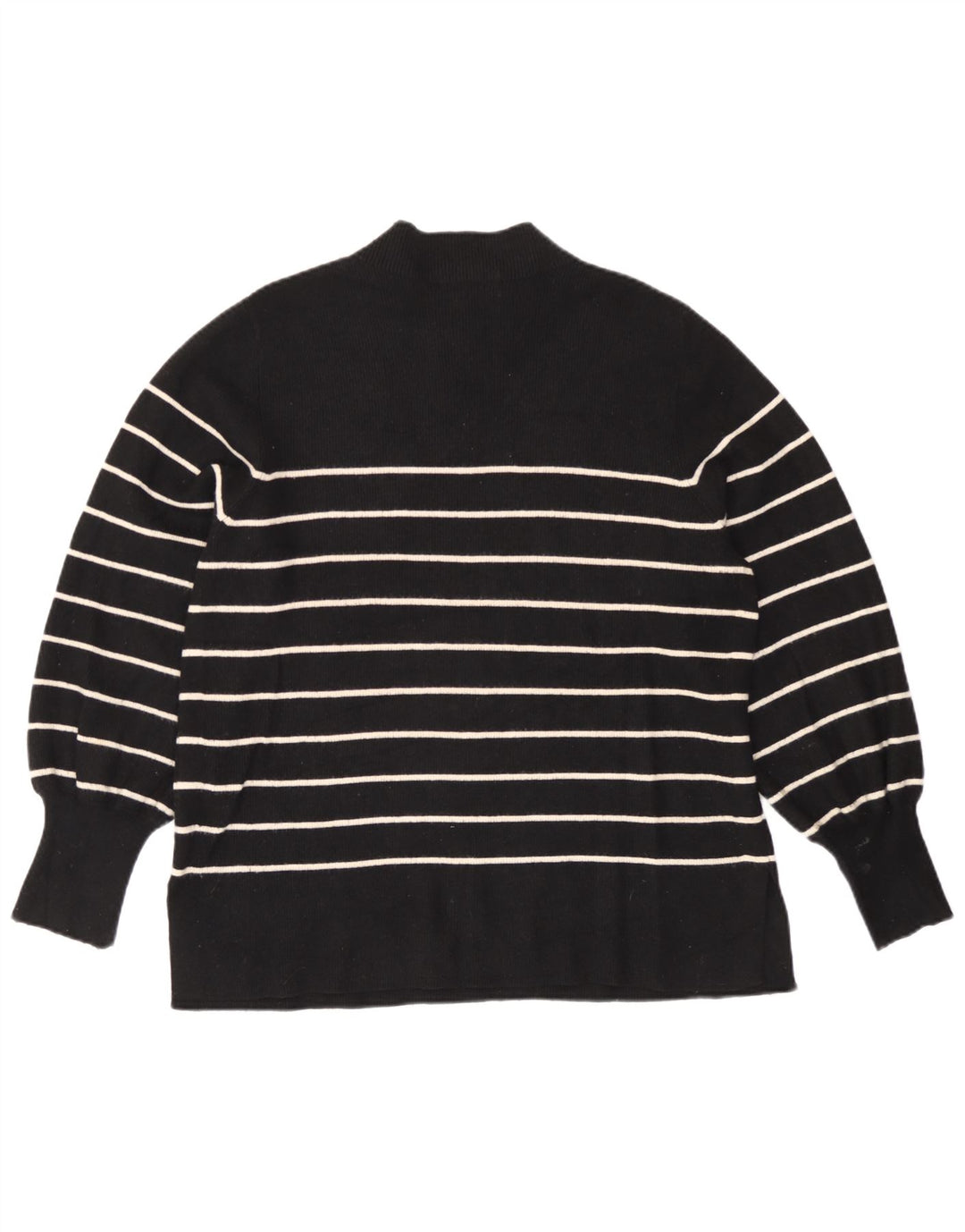 Marks & Spencer Dame Turtle Neck Jumper Sweater UK 16 Stor Sort Stribet