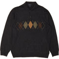 DOCKERS Mens Polo Neck Jumper Sweater 2XL Grey Argyle/Diamond Acrylic Vintage Dockers and Second-Hand Dockers from Messina Hembry 
