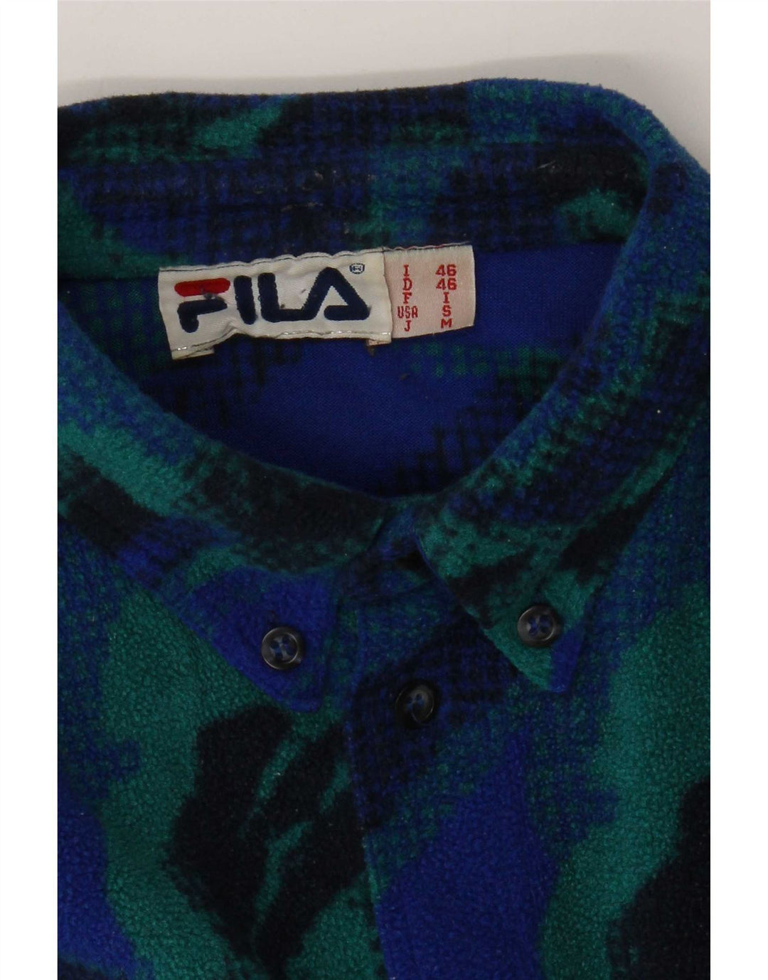 Fila Herre abstrakt mønster fleeceskjorte IT 46 Lille blå