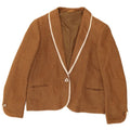 Vintage Dame 1 Knap Blazer Jakke UK 14 Medium Brun Ramie