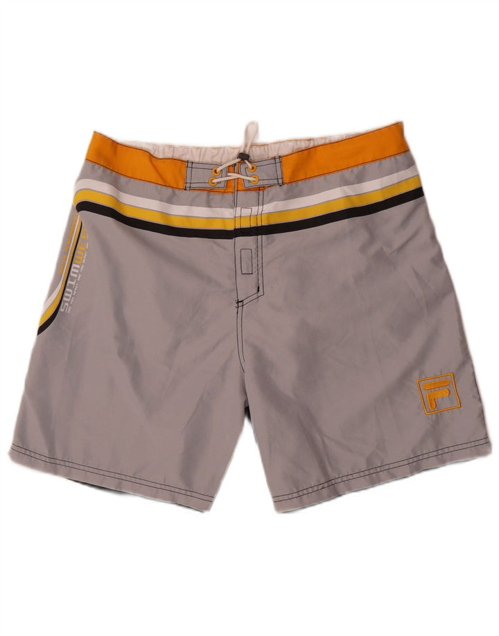 Fila Grafiske badeshorts til mænd, store grå colourblock polyester