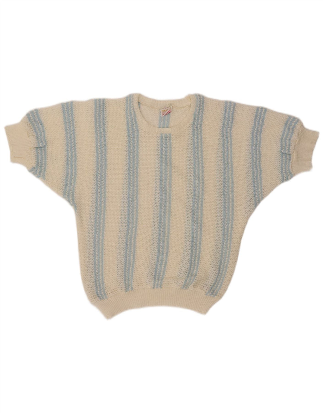 VINTAGE Dame Boat Neck Jumper Sweater UK 12 Medium Off White Stribet