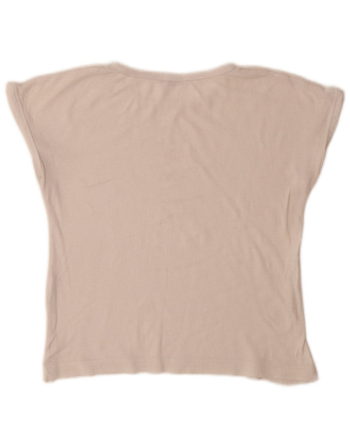 ZARA Womens Crop T-Shirt Top UK 12 Medium Off White Cotton