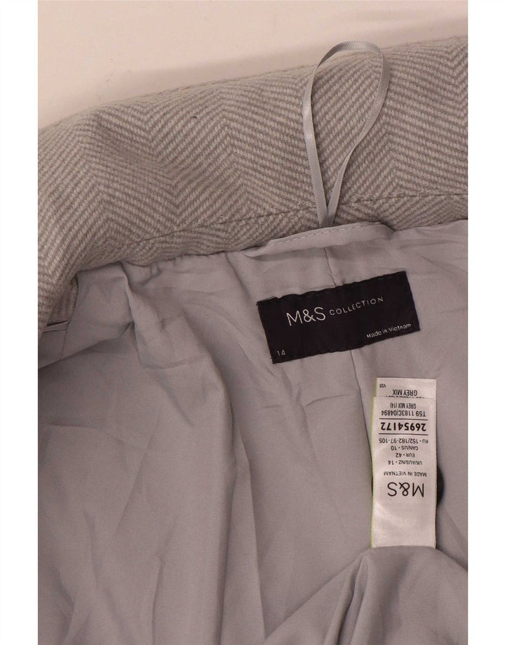 Marks & Spencer Dameoverfrakke UK 14 Stor grå sildebenspolyester