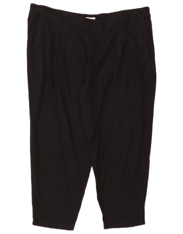 Marks & Spencer Dame Capri Bukser UK 24 4XL W42 L25 Sort hør
