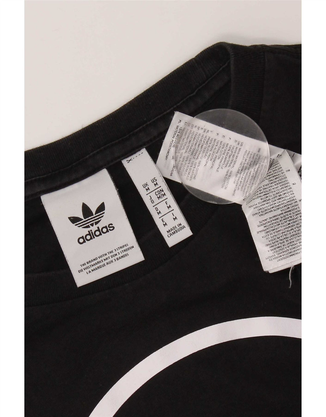 Adidas Herre grafisk T-shirt Top Medium Sort Bomuld