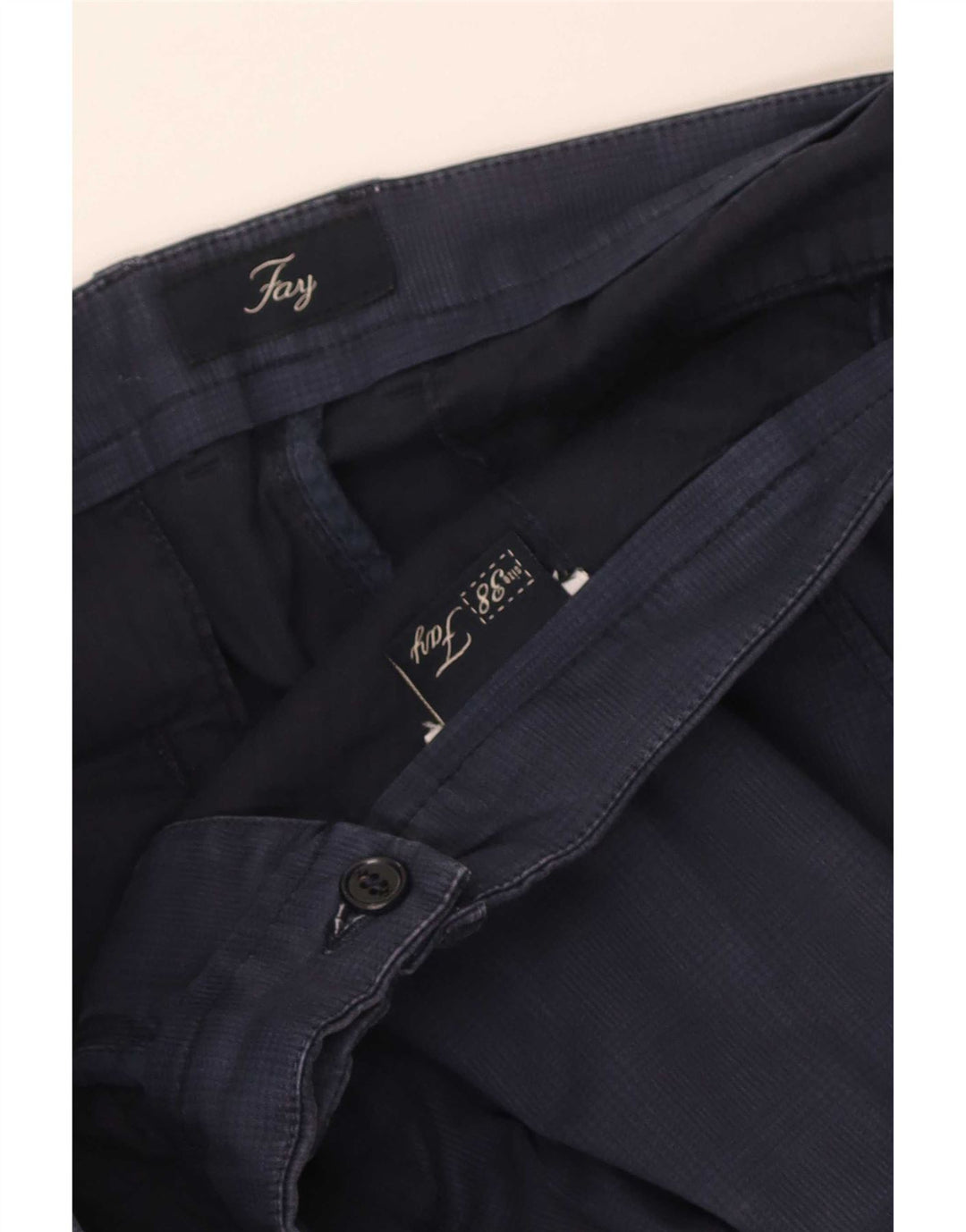 Fay Herre Slim Chino Bukser W38 L30 Navy Blue Check