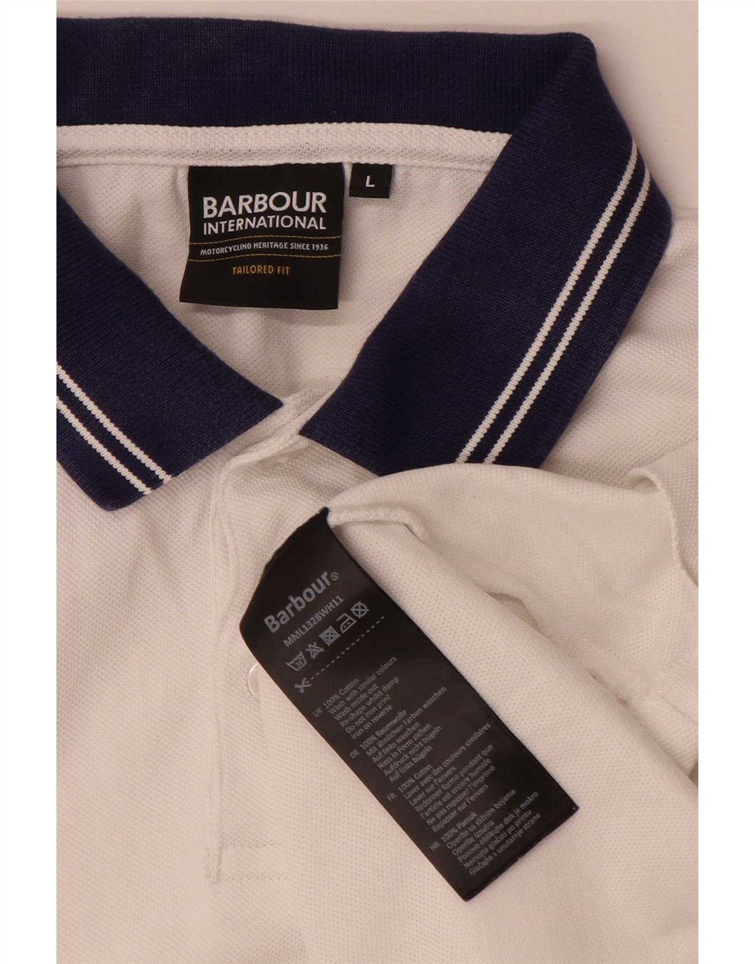 Barbour Rugby Polo Shirt til mænd Stor hvid stribet bomuld