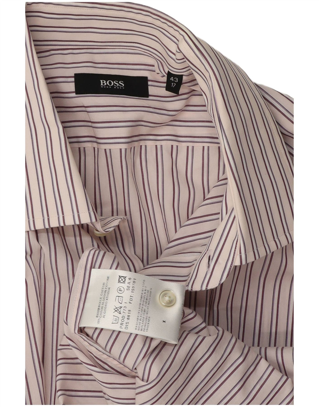 HUGO BOSS Mens Formal Shirt Size 17 XL White Striped Cotton