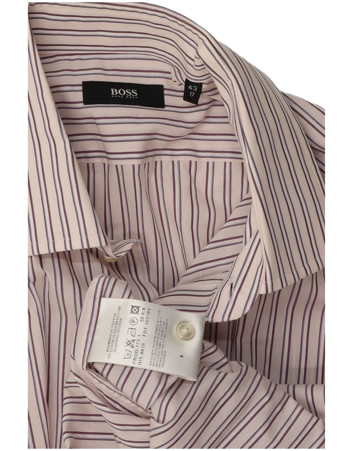 HUGO BOSS Mens Formal Shirt Size 17 XL White Striped Cotton