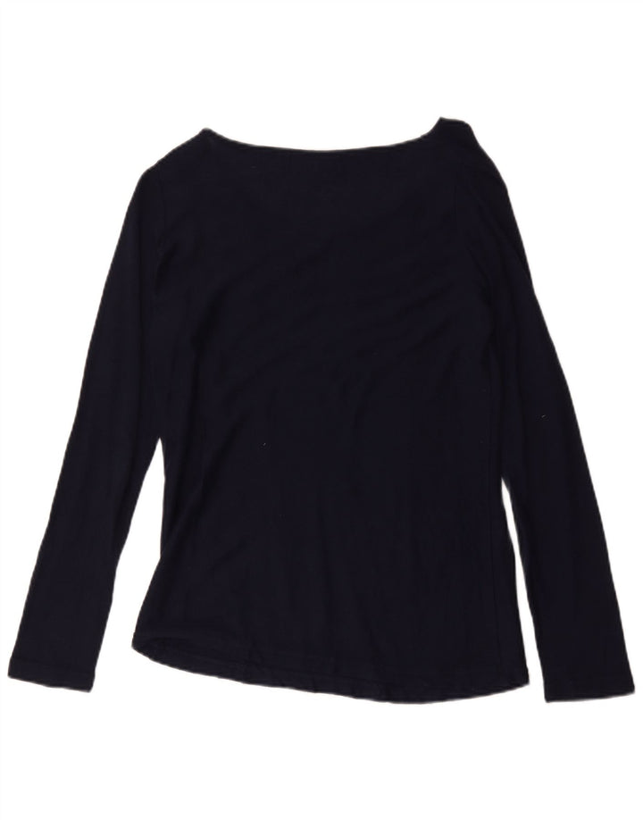 Zara Dame Top Langærmet UK 12 Medium Navy Blue Bomuld