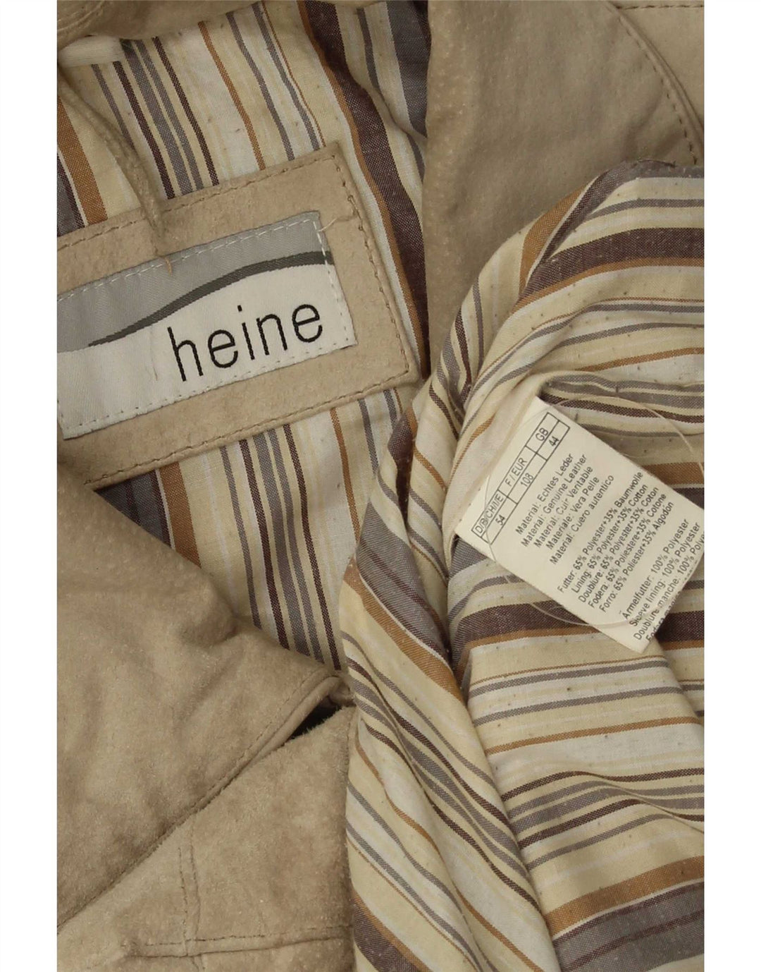 Heine Herre Ruskind Bomber Jacket UK 44 2XL Beige Læder