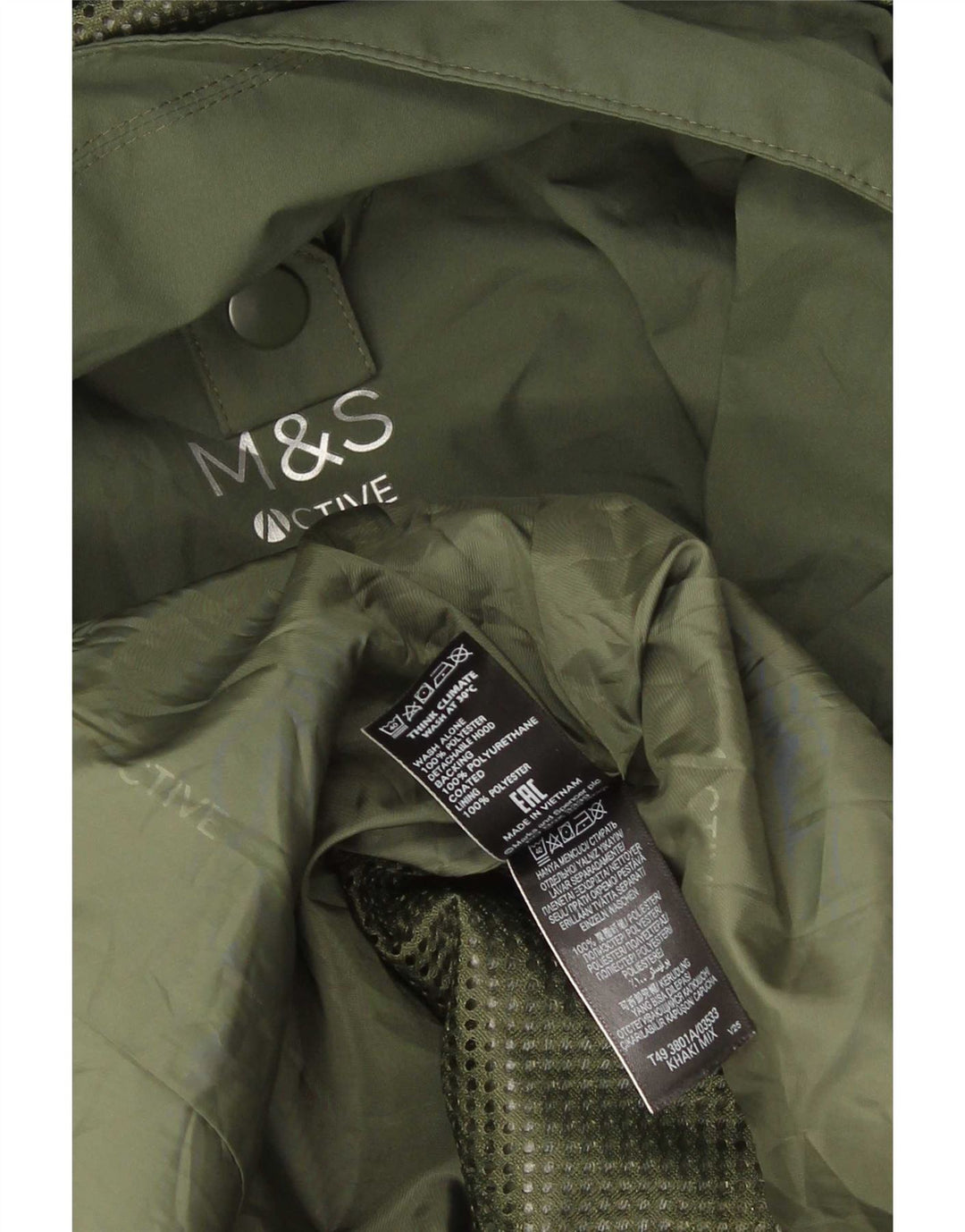 Marks & Spencer Regnjakke med hætte til kvinder UK 18 XL Grøn polyurethan