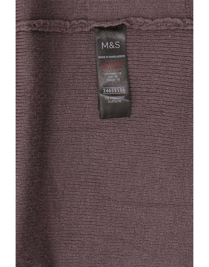 Marks & Spencer Dame Longline Open Cardigan Sweater UK 14 Large Grey