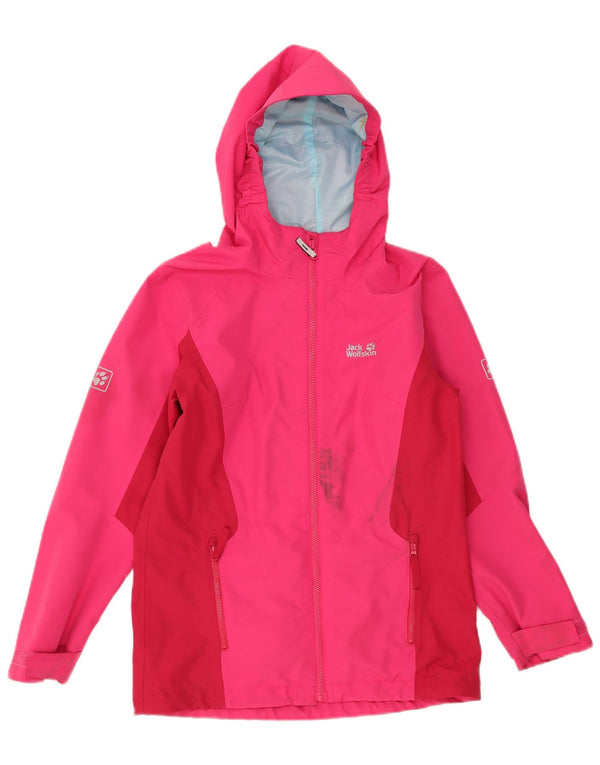 Jack Wolfskin piger hætte regnjakke 13-14 år Pink Colourblock