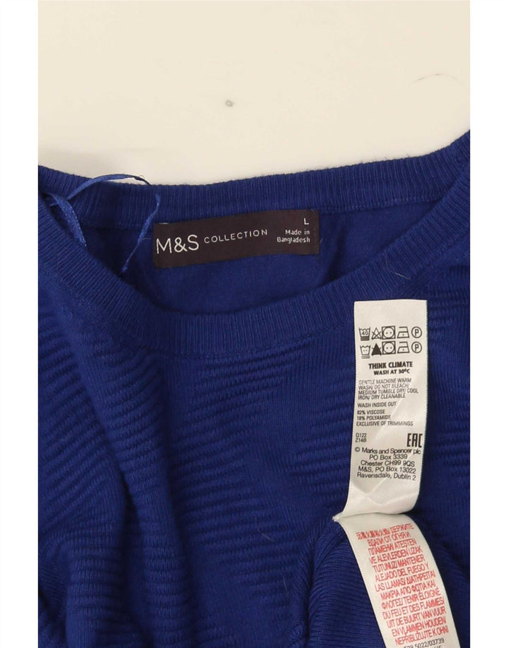 Marks & Spencer Dame sweater med rund hals DK 14 Stor blå viskose
