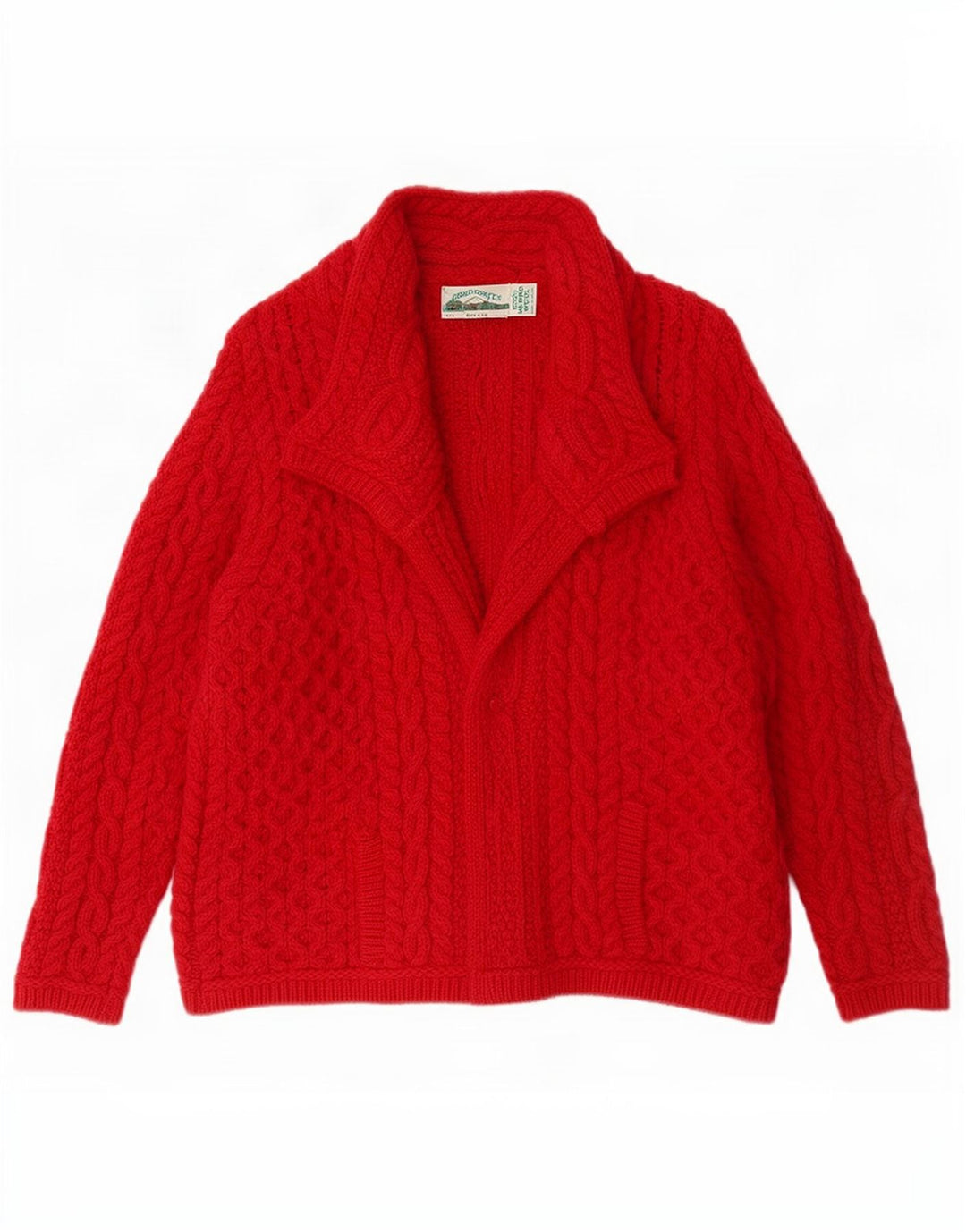 Aran Crafts Dame Cardigan Sweater UK 14 Medium Rød Merinould