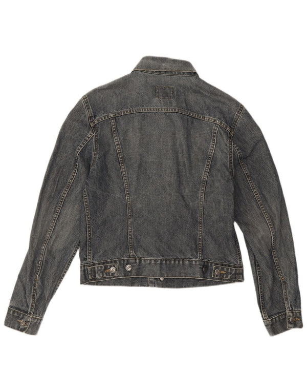 Gas Womens Crop Denim Jacket UK 14 Medium Blue Cotton