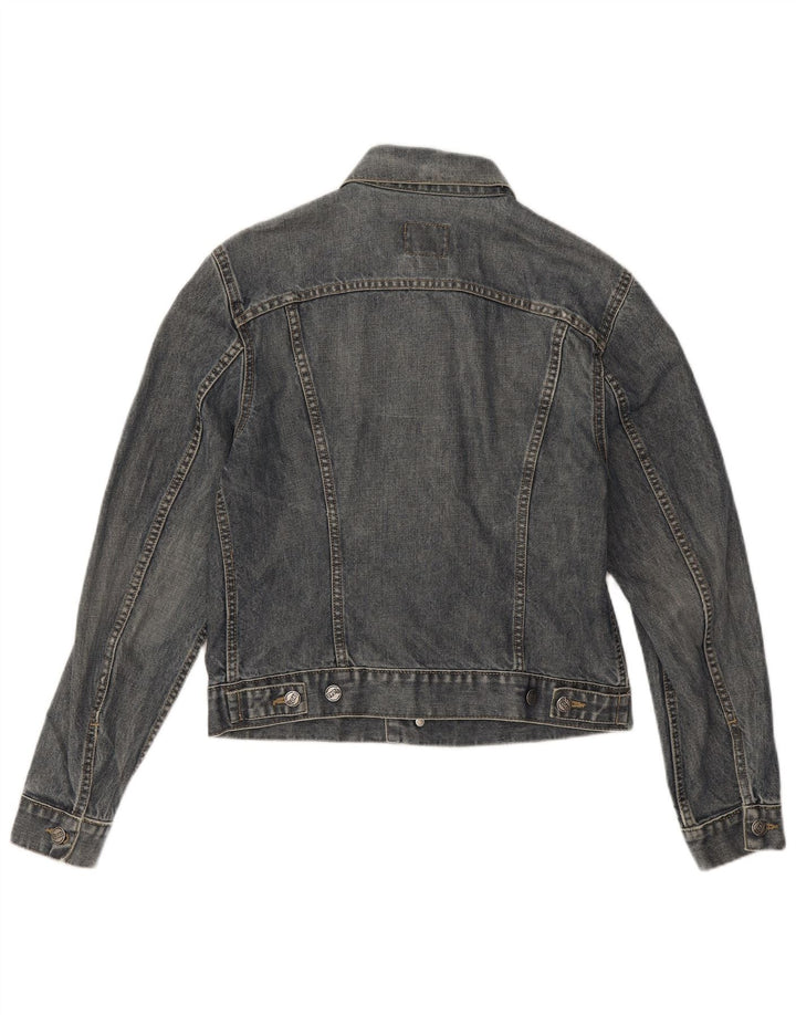 Gas Dame Crop Denim Jacket UK 14 Medium Blue Cotton