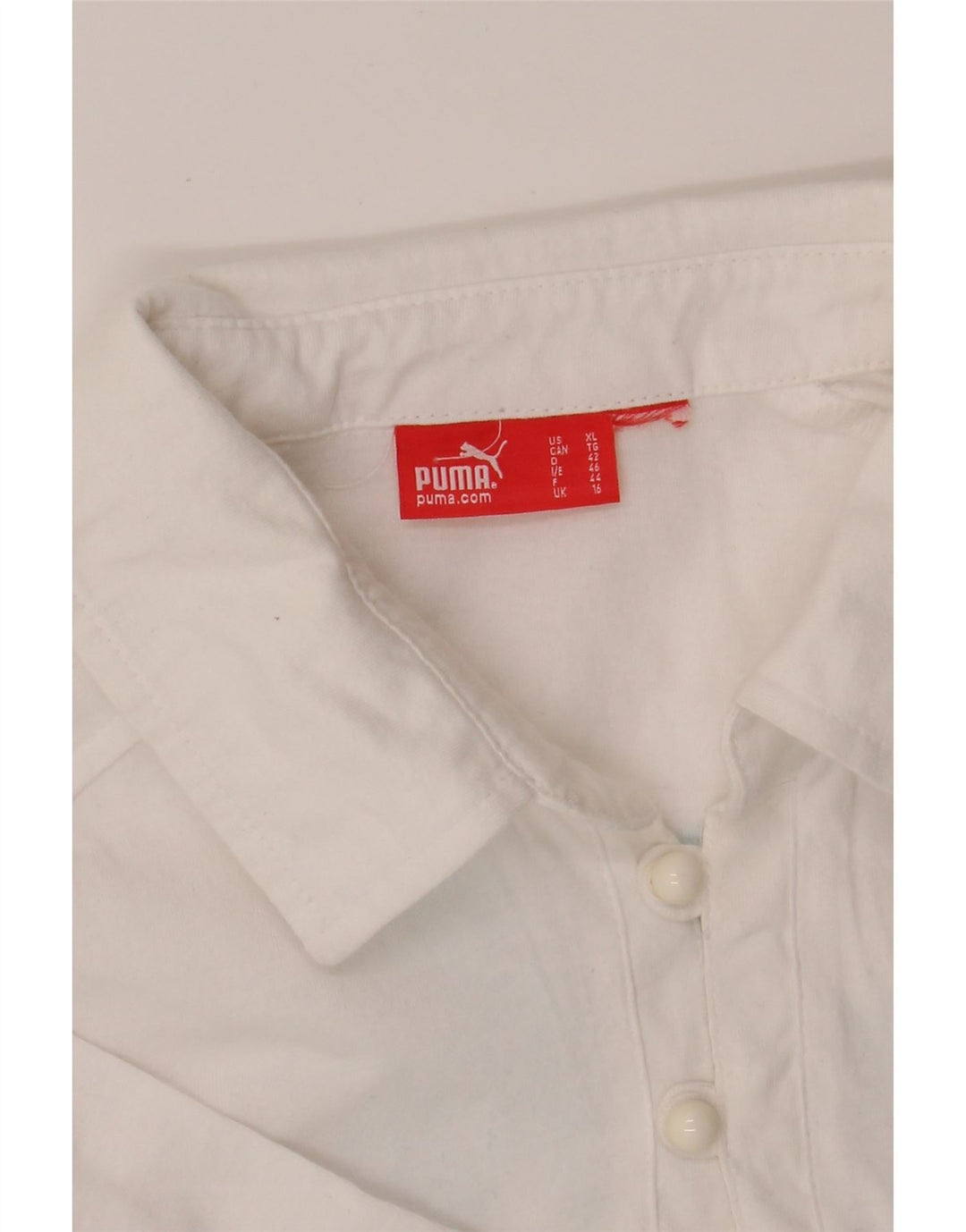 PUMA Womens Graphic Polo Shirt UK 16 Large White Vintage Puma and Second-Hand Puma from Messina Hembry 