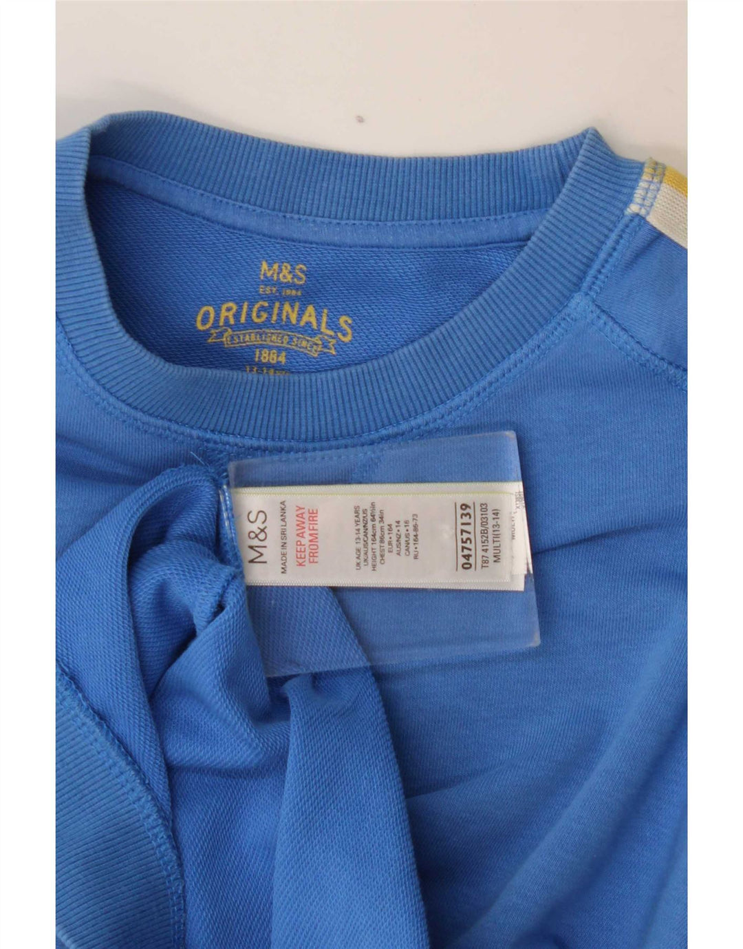 Marks & Spencer Boys Sweatshirt Jumper 13-14 år Blå Colourblock Bomuld