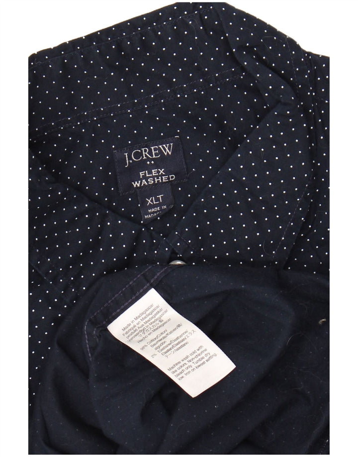 J. CREW Herre høj skjorte XL marineblå plettet bomuld