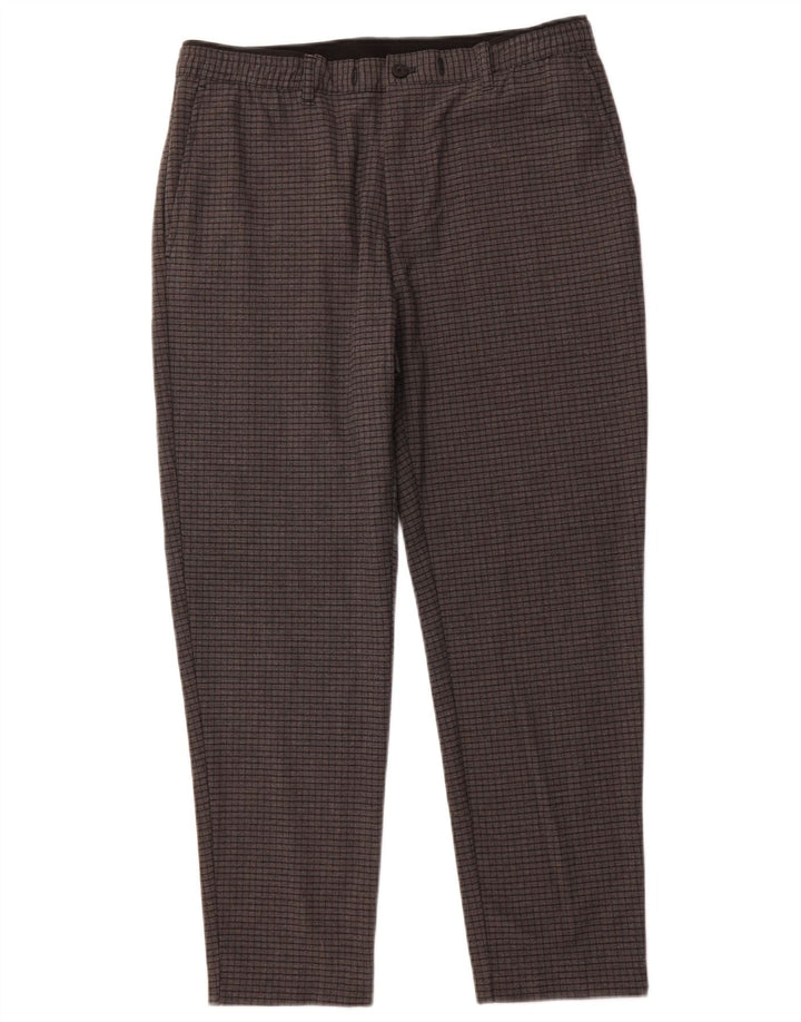 ZARA koniske chinosbukser til kvinder store W34 L27 grå ternet