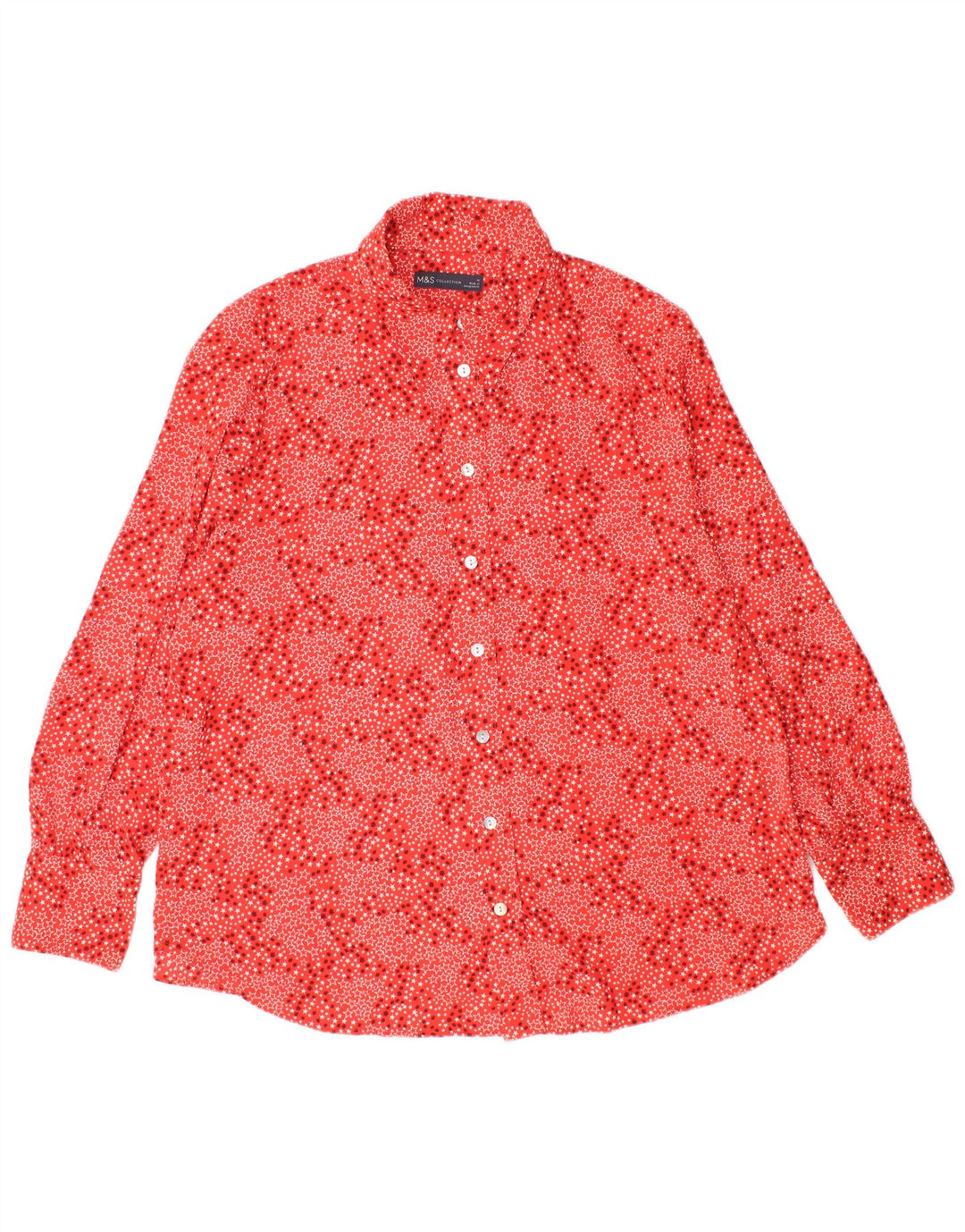 MARKS & SPENCER Dameskjorte UK 16 Stor rød geometrisk polyester