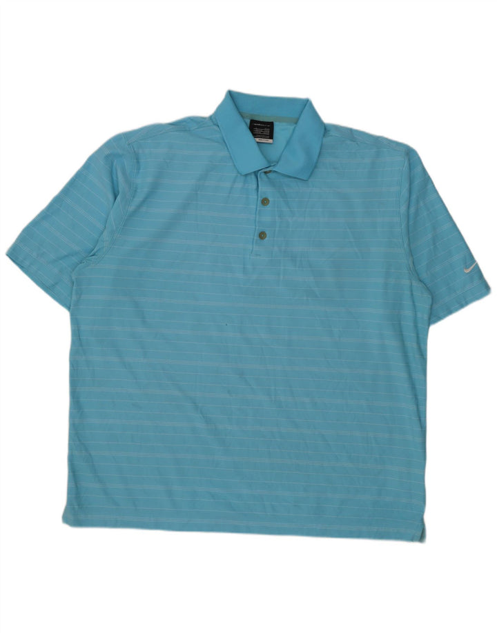 Nike Polo skjorte til mænd UK 42/44 Stor blå stribet polyester