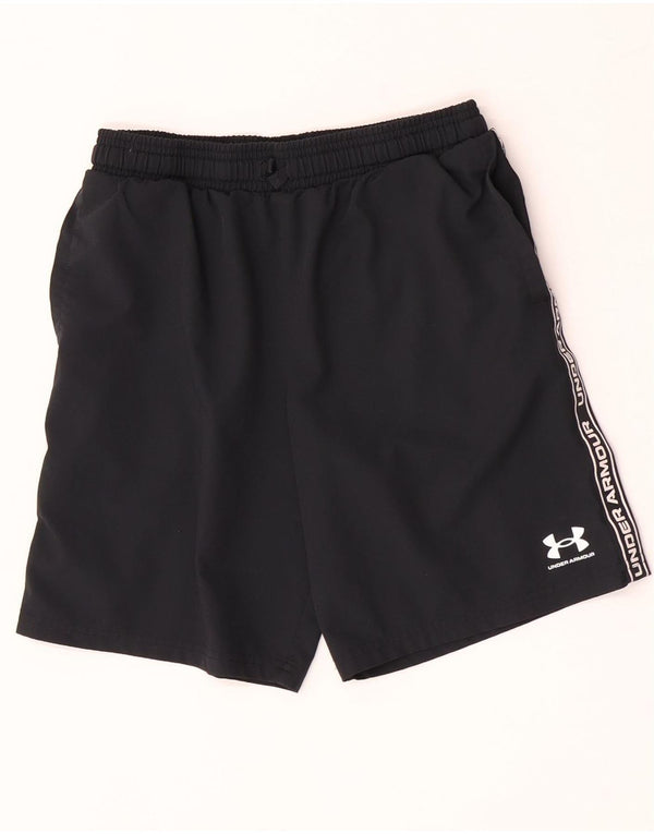 Under Armour Boys Heat Gear Graphic Sports Shorts 11-12 Years Large Black