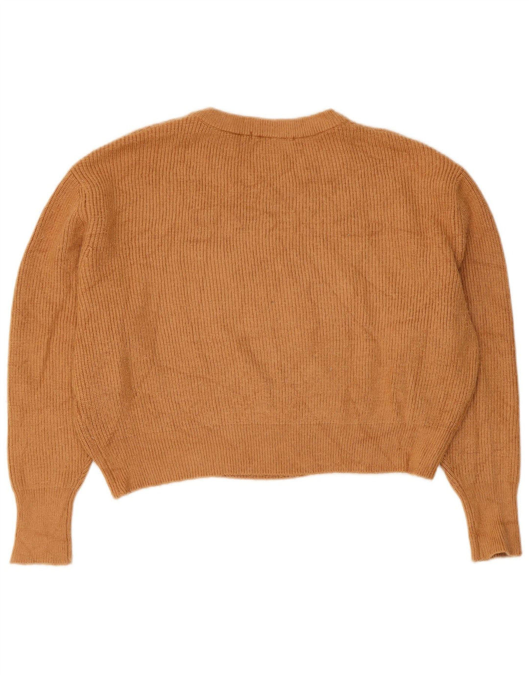 Zara Womens Crop Oversized Crew Neck Jumper Sweater UK 10 Small Brown