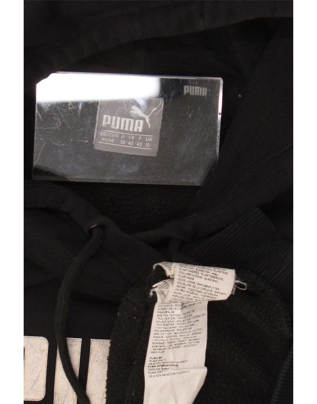 Puma Graphic Hoodie Jumper UK 12 Medium Sort Polyester