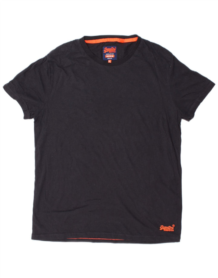 SUPERDRY T-shirt top til mænd 2XL marineblå bomuld