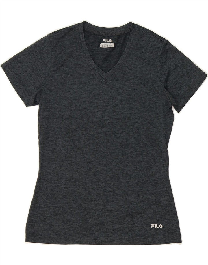 FILA Womens T-Shirt Top UK 8 Small Grey Polyester Vintage Fila and Second-Hand Fila from Messina Hembry 