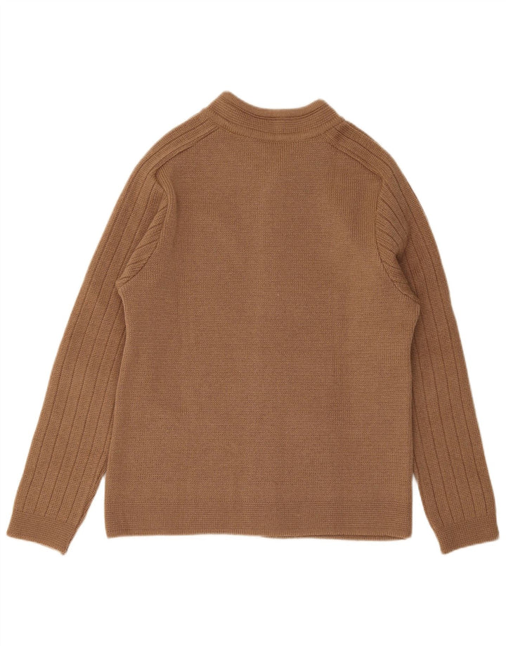 Vintage dame cardigan sweater UK 12 medium brun polyakryl