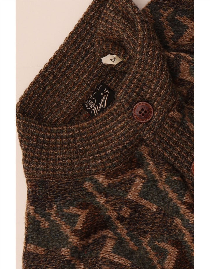 Mapier Herre Cardigan Sweater Stor Brun Geometrisk
