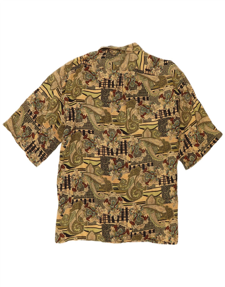 Vintage kortærmet herreskjorte 2XL Khaki Paisley