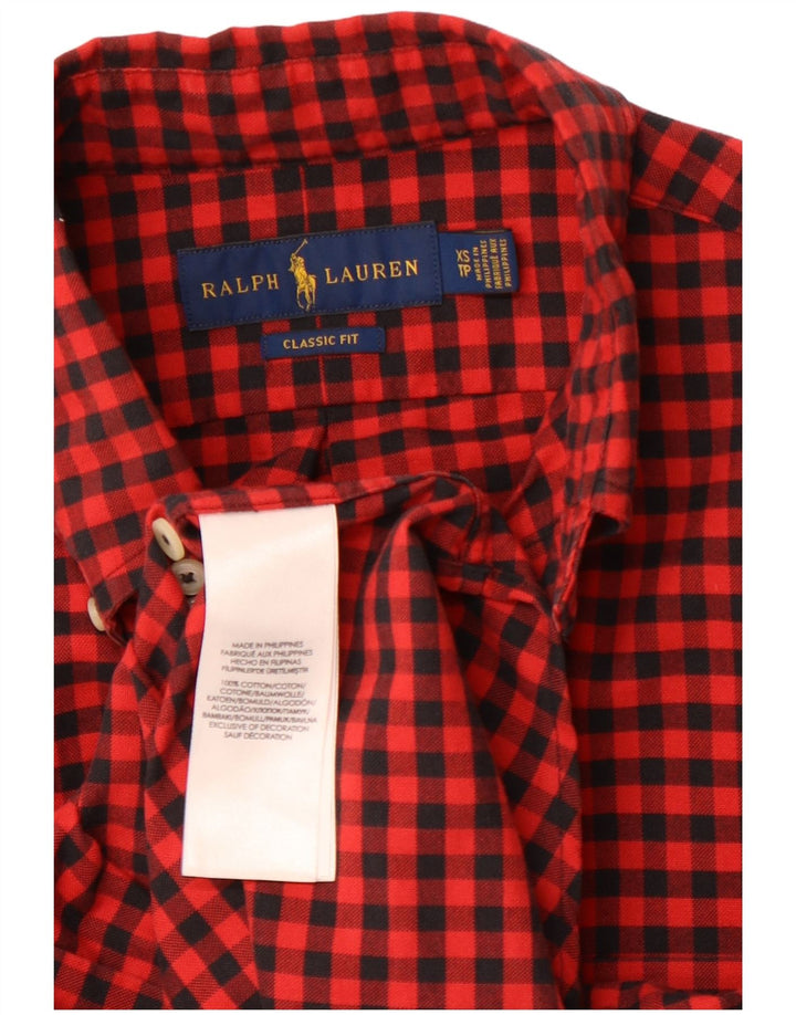 RALPH LAUREN Herre Classic Fit Flanelskjorte XS Rød Gingham Bomuld
