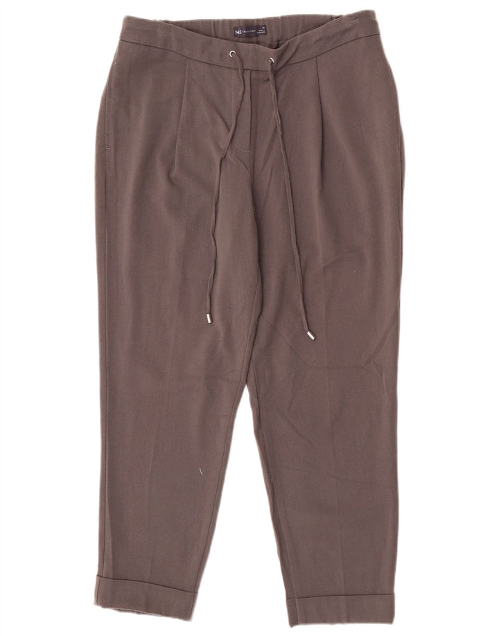 Marks & Spencer Dame Cropped Trousers UK 12 Medium W30 L25 Grå Polyester