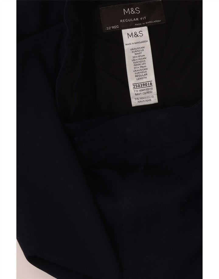 Marks & Spencer Herre Regular Fit Suit Bukser W32 L31 Marineblå polyester