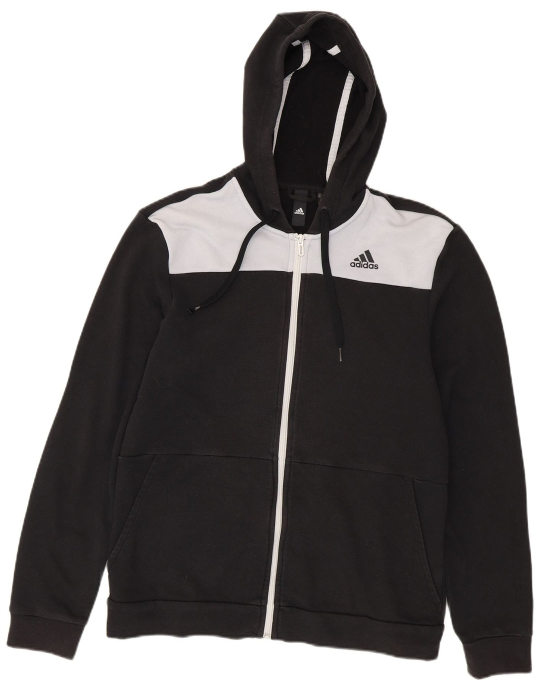 Adidas Hættetrøje med lynlås til mænd Medium Sort Colourblock Bomuld