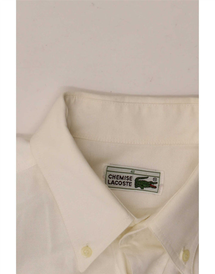 Lacoste Kortærmet Herreskjorte Størrelse 40 Medium Hvid Bomuld