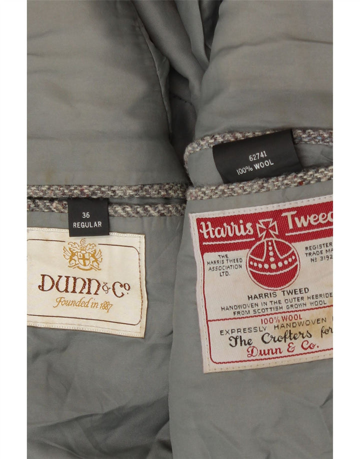 Harris Tweed Herre 2 Button Blazer Jacket UK 36 Small Grey Herringbone