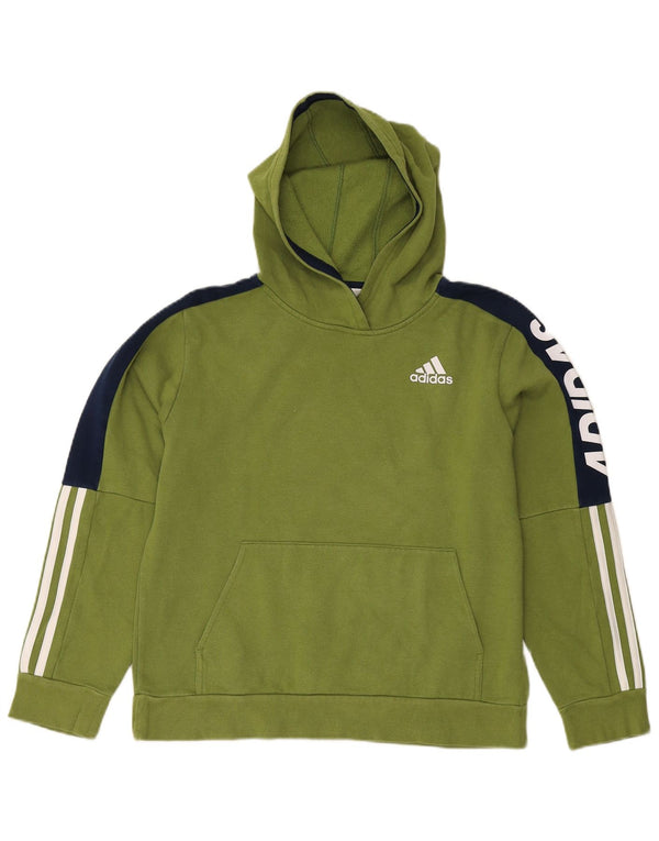Adidas Grafisk hættetrøje til drenge 14-15 år Stor grøn farveblok