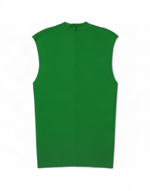 Zara Womens Crop ærmeløs bluse Top UK 10 Small Green Viscose