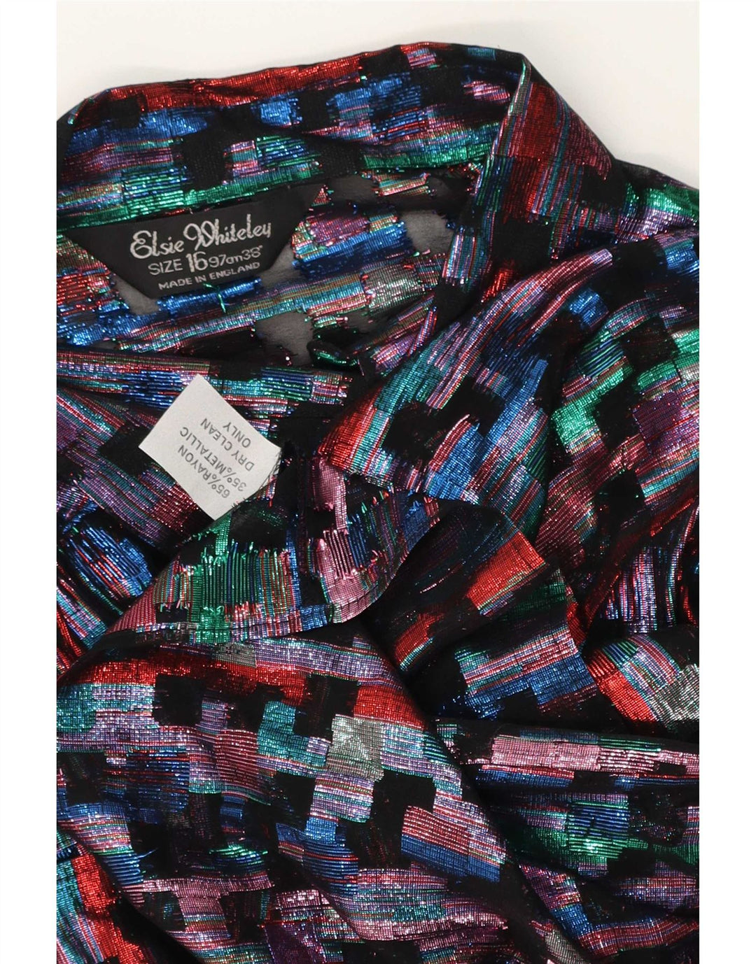 Elsie Whiteley Dame Skjorte Bluse UK 16 Stor Flerfarvet Geometrisk