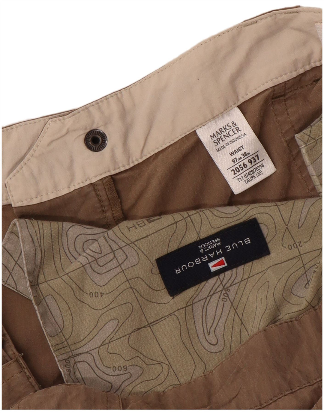 Marks & Spencer Herre Blue Harbor Cargo Shorts W38 XL Beige Bomuld