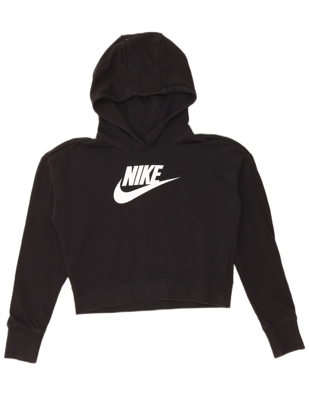 NIKE Piger Crop Graphic Hoodie Jumper 13-14 år XL Sort Bomuld