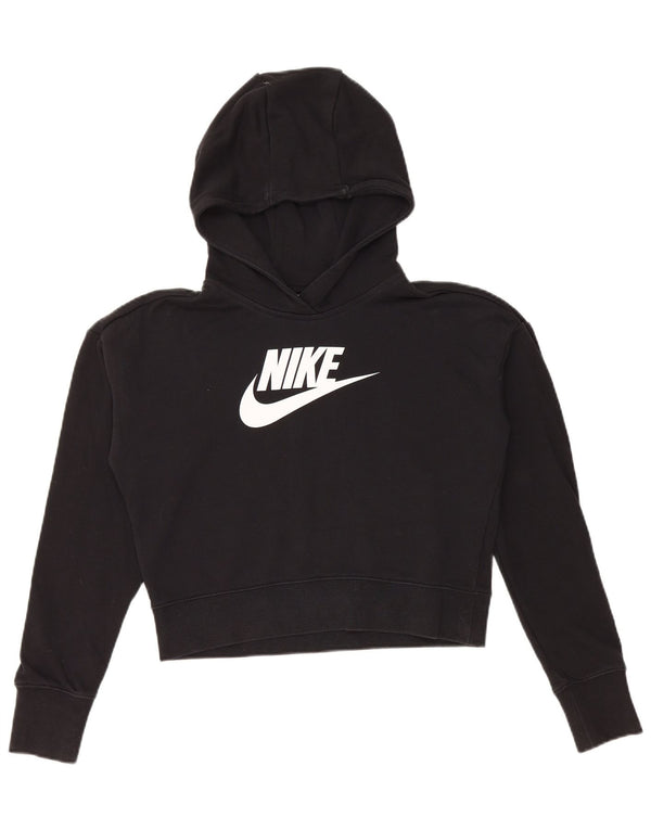 NIKE Piger Crop Graphic Hoodie Jumper 13-14 år XL Sort Bomuld